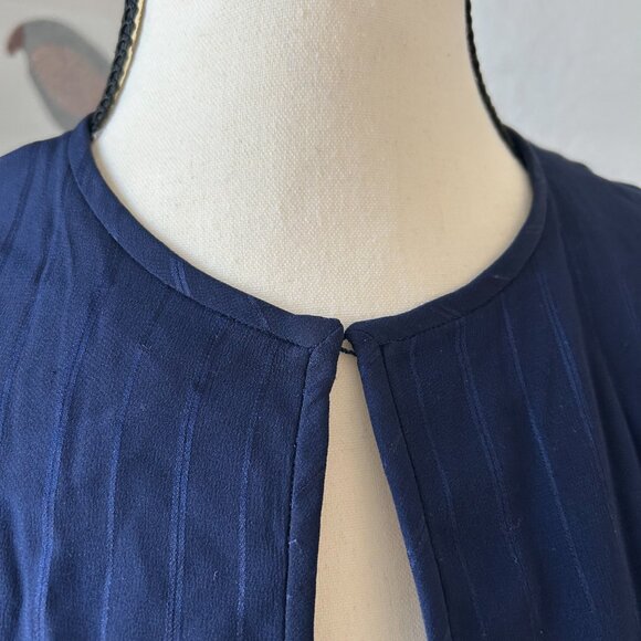 Soo Yung Lee 100% Silk Matching Matching Jacket and Skirt Set Navy Blue Size 14 - Picture 3 of 15